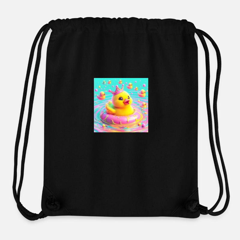 Bath Duck with Crown in 3D Hyperrealism Pastel - Stanley/Stella Recycled Gym Bag - black