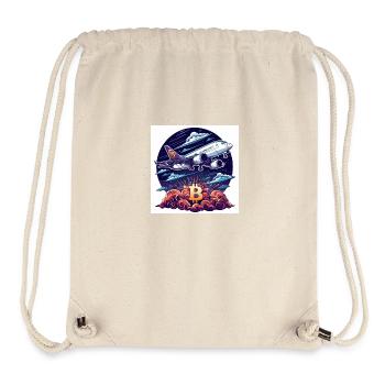Crypto Bitcoin BTC Flugzeug Design Himmel ETH - Stanley/Stella recycelter Gym Bag - Naturweiß - Vorne