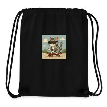 Cool cat on skateboard - Stanley/Stella Recycled Gym Bag - black - Front