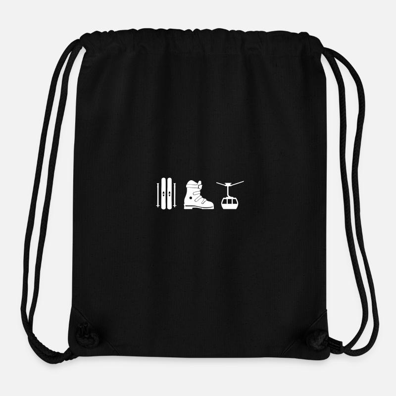 Design de ski en blanc - Sac à cordon recyclé Stanley/Stella - noir