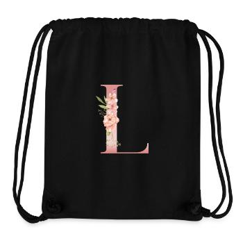 Monogramme floral L pastel - Sac à cordon recyclé Stanley/Stella - noir - Devant