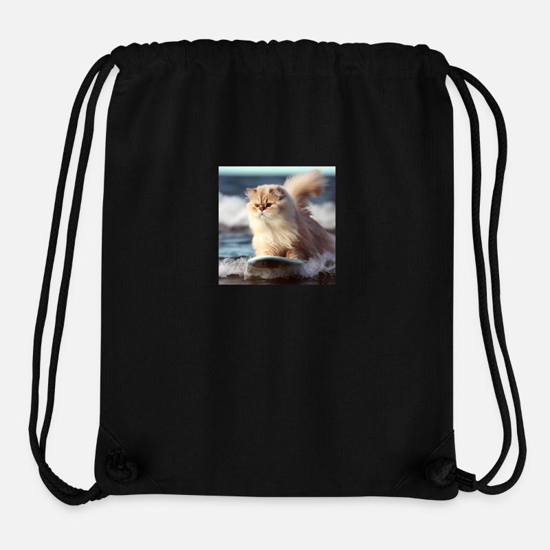 Chat persan Negan surfer - Sac à cordon recyclé Stanley/Stella - noir