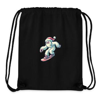 Snowboard Yéti au chapeau de Père Noël - Sac à cordon recyclé Stanley/Stella - noir - Devant