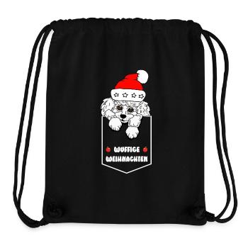 weihnachtliches Pudelmotiv - Taschenhocker Pudel - Stanley/Stella recycelter Gym Bag - Schwarz - Vorne