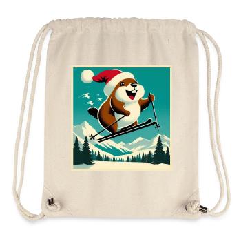Marmotte Ski Affiche Vintage - Sac à cordon recyclé Stanley/Stella - blanc naturel - Devant