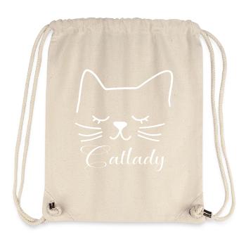 Katze Catlady Silhouette Umriss Lineart Kunst - Stanley/Stella recycelter Gym Bag - Naturweiß - Vorne