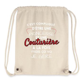 Princesse et Couturière, je gère! - Sac à cordon recyclé Stanley/Stella - blanc naturel - Devant