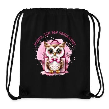 Eule Schulranzen rosa - Hurra ich bin Schulkind - Stanley/Stella recycelter Gym Bag - Schwarz - Vorne