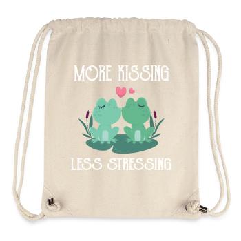More kissing less stressing fun kissing frogs - Stanley/Stella Recycled Gym Bag - natural - Front