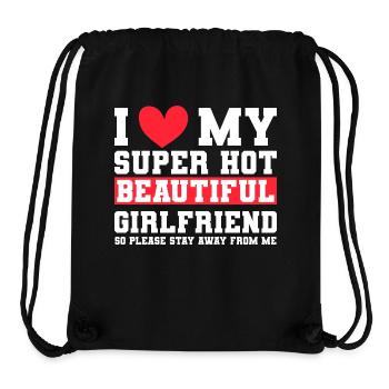 J’aime ma copine Couple Idée cadeau petit ami - Sac à cordon recyclé Stanley/Stella - noir - Devant