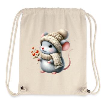 entzückende Maus mit einer warmen Strickmütze - Stanley/Stella recycelter Gym Bag - Naturweiß - Vorne