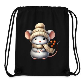 entzückende Maus mit einer warmen Strickmütze - Stanley/Stella recycelter Gym Bag - Schwarz - Vorne
