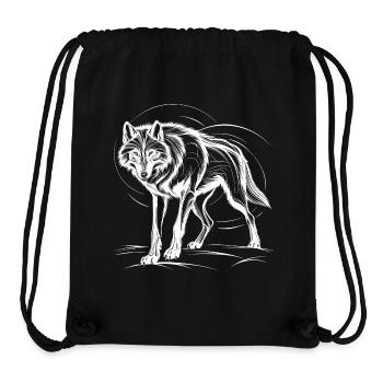 Loup, blanc - Sac à cordon recyclé Stanley/Stella - noir - Devant