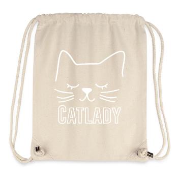 Katze Catlady Silhouette Umriss Lineart Kunst - Stanley/Stella recycelter Gym Bag - Naturweiß - Vorne