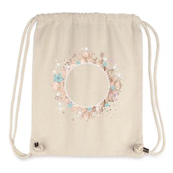 Cadre rond avec ornements baroques - Sac à cordon recyclé Stanley/Stella - blanc naturel - Devant