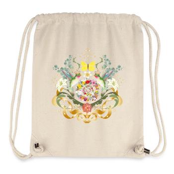 Ornement de fleur de colibri magique avec des accents d’or - Sac à cordon recyclé Stanley/Stella - blanc naturel - Devant