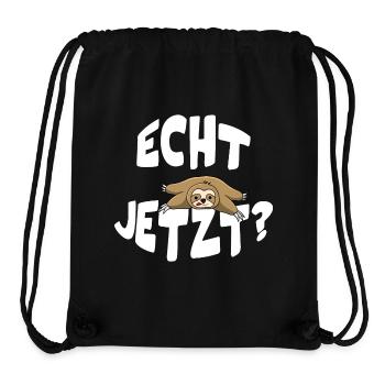 Lustiges Sprüchemotiv "Echt jetzt?" mit Faultier - Stanley/Stella recycelter Gym Bag - Schwarz - Vorne
