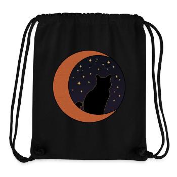 Schwarze Katze und roségoldener Halbmond - Stanley/Stella recycelter Gym Bag - Schwarz - Vorne