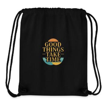 Les bonnes choses prennent du temps, citation rétro - Sac à cordon recyclé Stanley/Stella - noir - Devant
