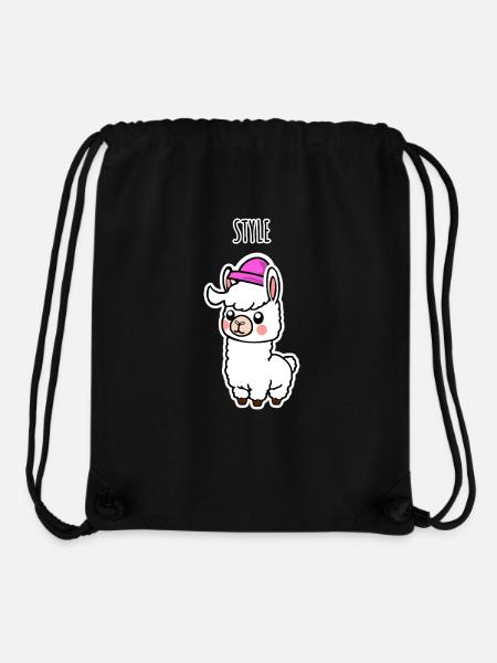 Llama STYLE! Cute little llama with hat - Stanley/Stella Recycled Gym Bag - black