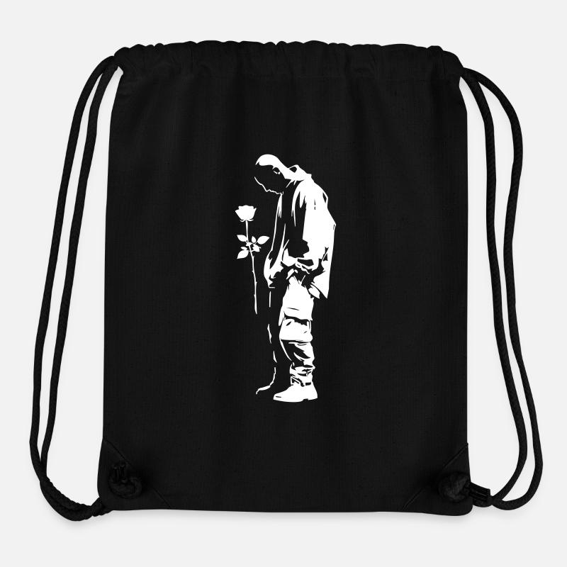 Streetart-Silhouette mit Rose - Stanley/Stella recycelter Gym Bag - Schwarz