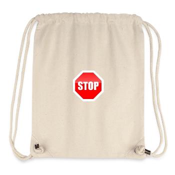 Roter STOP-Platten-Grafikdruck - Stanley/Stella recycelter Gym Bag - Naturweiß - Vorne