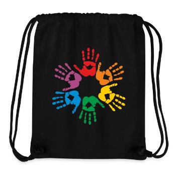Regenbogen Handabdruck - Stanley/Stella recycelter Gym Bag - Schwarz - Vorne