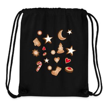beaux biscuits de Noël décorés sucrés - Sac à cordon recyclé Stanley/Stella - noir - Devant