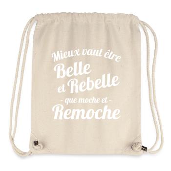 belle et rebelle, je suis belle, perfection - Sac à cordon recyclé Stanley/Stella - blanc naturel - Devant