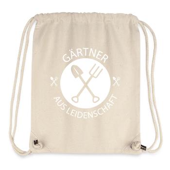 jardinier jardin nature bêche fourche outils travail - Sac à cordon recyclé Stanley/Stella - blanc naturel - Devant