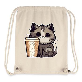 Niedliche Kaffee Katze - Stanley/Stella recycelter Gym Bag - Naturweiß - Vorne