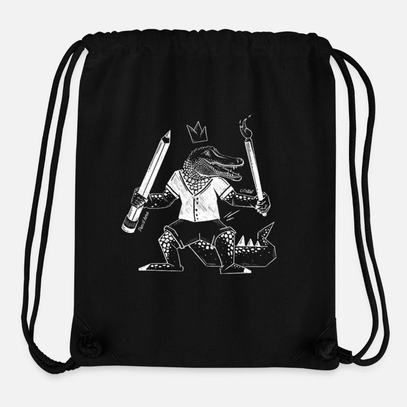 Kreativ-Krokodil mit Stift und Pinsel - Stanley/Stella recycelter Gym Bag - Schwarz