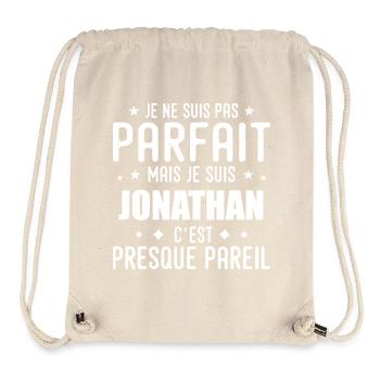 Jonathan: authentisch, unvollkommen, Top, Perfektion - Stanley/Stella recycelter Gym Bag - Naturweiß - Vorne