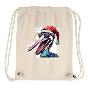 Pélican oiseau Noël drôle - Sac à cordon recyclé Stanley/Stella - blanc naturel - Devant