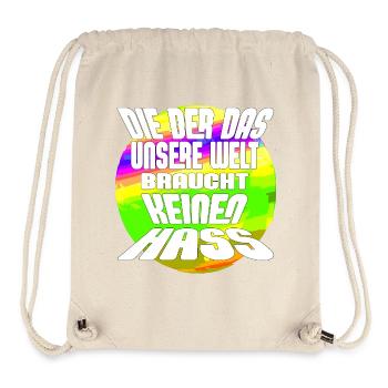 No Hate – Our World Needs Love - Stanley/Stella Recycled Gym Bag - natural - Front