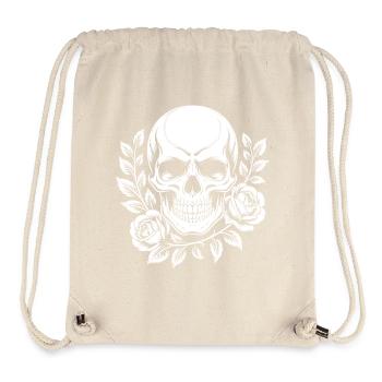 Schädel mit Blumenkranz - Stanley/Stella recycelter Gym Bag - Naturweiß - Vorne