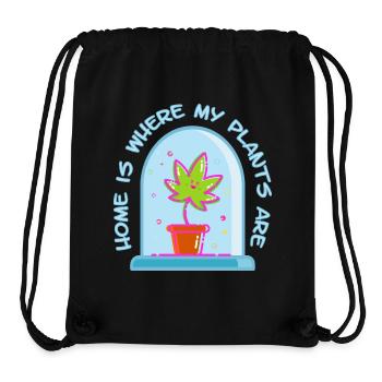 Chez moi, c’est là où se trouvent mes plantes - Sac à cordon recyclé Stanley/Stella - noir - Devant