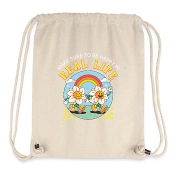 Be Happy in Real Life – Retro Blumen Vibes - Stanley/Stella recycelter Gym Bag - Naturweiß - Vorne