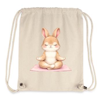 Description du lapin méditant dans le yoga - Sac à cordon recyclé Stanley/Stella - blanc naturel - Devant