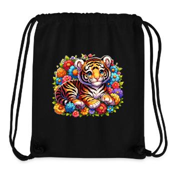 Tiger im Blumenbeet - Stanley/Stella recycelter Gym Bag - Schwarz - Vorne