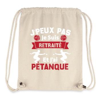J'peux pas je suis Retraité et j'ai Pétanque - Sac à cordon recyclé Stanley/Stella - blanc naturel - Devant