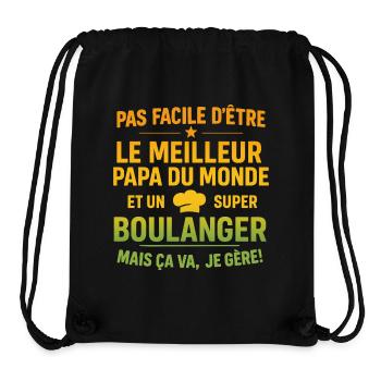 Papa boulanger cadeau fête des pères Noël - Sac à cordon recyclé Stanley/Stella - noir - Devant