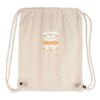 Novembre 1970 Idée Cadeau D'anniversaire 52 Ans - Sac à cordon recyclé Stanley/Stella - blanc naturel - Devant