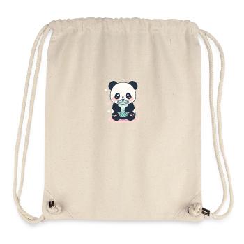 Kawaii Panda trinkt Boba Bubble Tea Chibi - Stanley/Stella recycelter Gym Bag - Naturweiß - Vorne