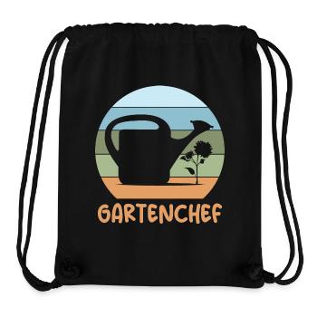 chef de jardin, jardinier, rétro, arrosoir, fleurs, plante - Sac à cordon recyclé Stanley/Stella - noir - Devant