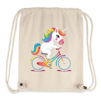 Licorne arc-en-ciel à vélo - Sac à cordon recyclé Stanley/Stella - blanc naturel - Devant