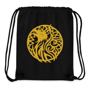 Loup viking doré et talisman de chance - Sac à cordon recyclé Stanley/Stella - noir - Devant