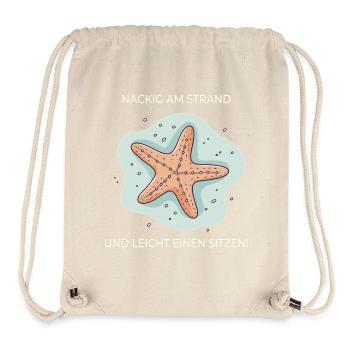 Nackig am Strand – Lustiger Seestern Spruch - Stanley/Stella recycelter Gym Bag - Naturweiß - Vorne