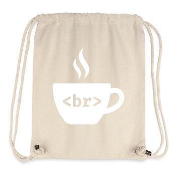 Pause café – Conception drôle de balise HTML - Sac à cordon recyclé Stanley/Stella - blanc naturel - Devant