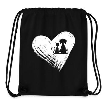 Chien et chat. - Sac à cordon recyclé Stanley/Stella - noir - Devant